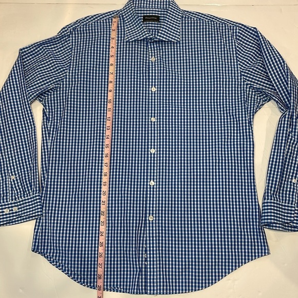 Esquire Men’s Performance Slim Fit Long Sleeve Blue and White Shirt 17 34/35 - Picture 10 of 13